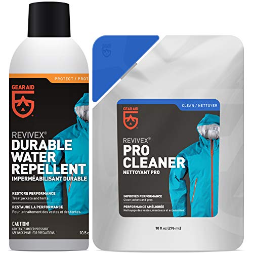 GEAR AID Care Kit with Revivex Pro Cleaner and Revivex Durable Water Repellent Spray, Clear, 10 oz Pack & 10.5 oz Pack