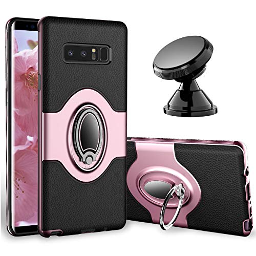 eSamcore Samsung Galaxy Note 8 Case Ring Holder Kickstand Cases + Dashboard Magnetic Phone Car Mount [Rose Gold]