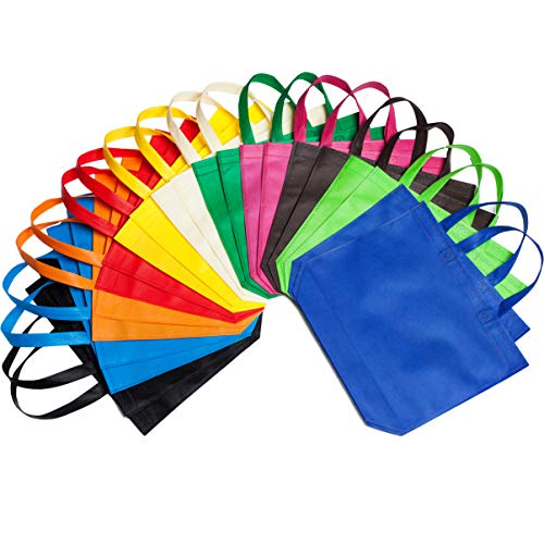 LOUHUA 22 Pcs 15 Inch ×13 Inch Large Party Gift Tote Bags with Handles 11 Colors for Birthday Favors, Snacks, Delivery Bag, Rainbow Tote Bag