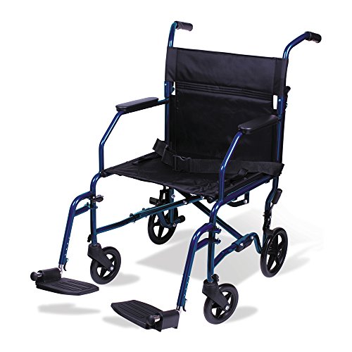Carex Transport Wheelchair - 19 inch Seat - Folding Transport Chair with Foot Rests - Foldable Wheel Chair for Travel and Storage
