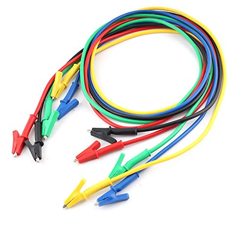 Eiechip Alligator Clips Electrical Alligator Clips with Wires Test Cable Double-Ended Clips Alligator Clips Insulated Test Cable 5colors 5Pieces 45inches