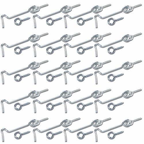 Wideskall 2' inch Zinc Plated Wire Gate Hook and Eye Latch (Pack of 20)