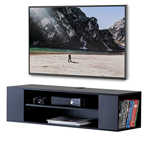FITUEYES Wall Mounted Audio/Video Black Wood Grain for Xbox one /PS4/ vizio/Sumsung/Sony TV DS210002WB