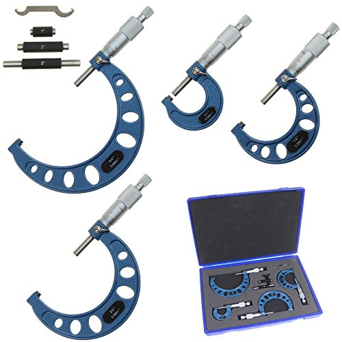 Anytime Tools Premium Outside Micrometer Set 0-4'/0.0001' Precision Machinist Tool w/Carbide Tips