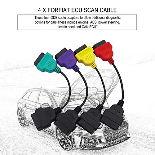 For Fiat MultiECUScan/FiatECUScan Adapter Cable Bundle OBD OBD2 ECU Cables Leads ABS Airbag Diagnostic Scanner 4PCS Full Sets