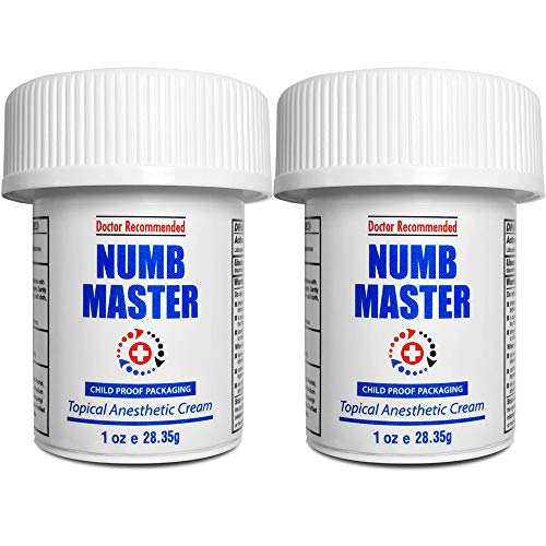 Numb Master 2 Pack 5% Lidocaine Topical Numbing Cream, Maximum Strength Long-Lasting Pain Relief, Fast Acting Topical Anesthetic Cream with Aloe Vera, Vitamin E, Lecithin with Child Resistant Cap