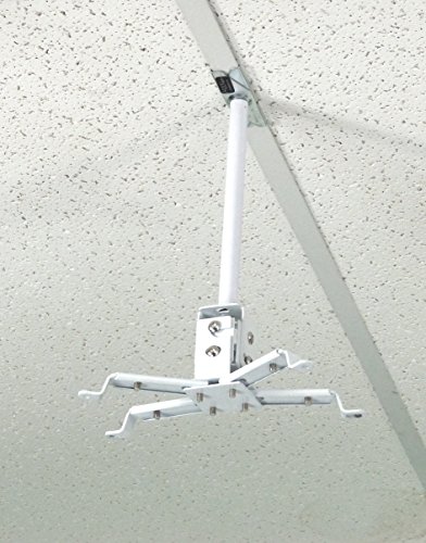 ALZO Short Suspended Drop Ceiling Video Projector Mount with Scissor Clamp for T-Bar Attachment with 10 Inch Drop