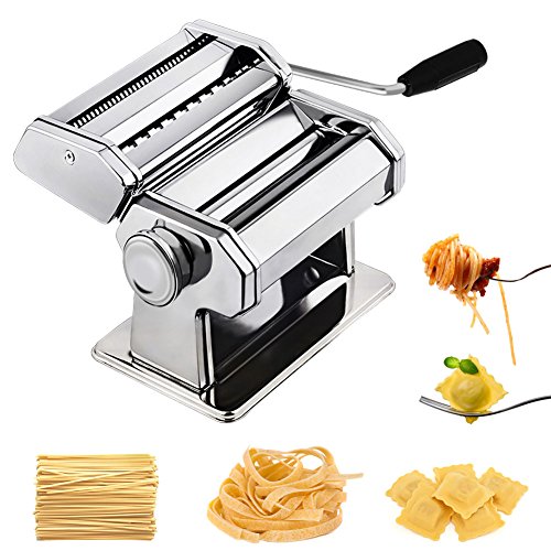 CHEFLY Pasta Ravioli Maker Set All in one 9 Thickness Settings for Fresh Homemade Fettuccine Spaghetti Lasagne Dough Roller Press Cutter Noodle Making Machine P1802
