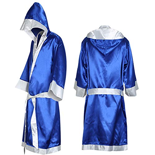 Heaven2017 Boxing Robe with Hood for Men MMA Boxing Match Muay Thai (Sapphire Blue L)