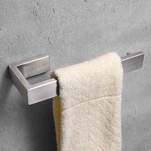 Nolimas Bathroom Hardware Towel Bar SUS 304 Stainless Steel Square Towel Ring Shelf Holder Rack for Bath Kitchen Garage Heavy Duty Wall Mounted, Nickel Brushed