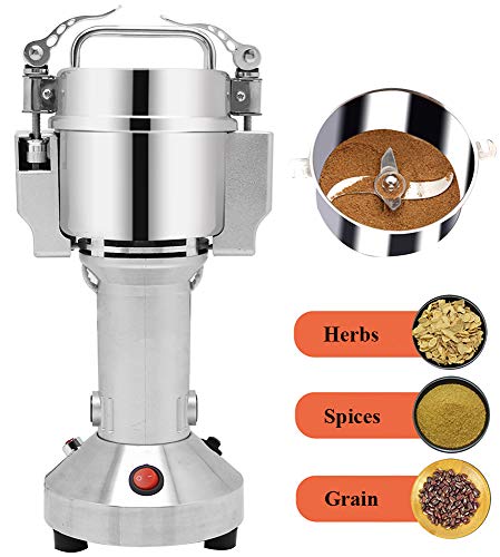Moongiantgo Electric Grain Grinder Mill Herb Spice Grinder 50-300 Mesh Powder Machine Stainless Steel Pulverizer Dried Materials Grinding Machine for Cereal Grains Spices Herbs (Capacity: 150g, 110V)
