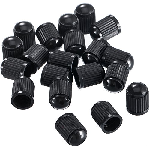 Outus Plastic Tyre Valve Dust Caps for Car, Motorbike, Trucks, Bike and Bicycle, 20 Pack (Black)