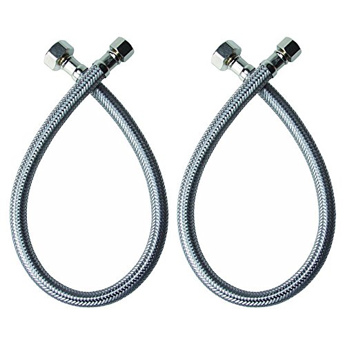 VCCUCINE Braided Stainless Steel - 3/8' Female Compression Thread x 1/2' IPS Female Straight Thread Faucet Connector, 15.7 Inch Length x 2 Pcs (1 Pair)