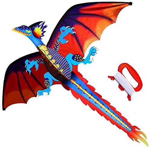 HENGDA KITE-Upgrade Classical Dragon Kite-Easy to Fly-55inch x 62inch Single Line with Tail