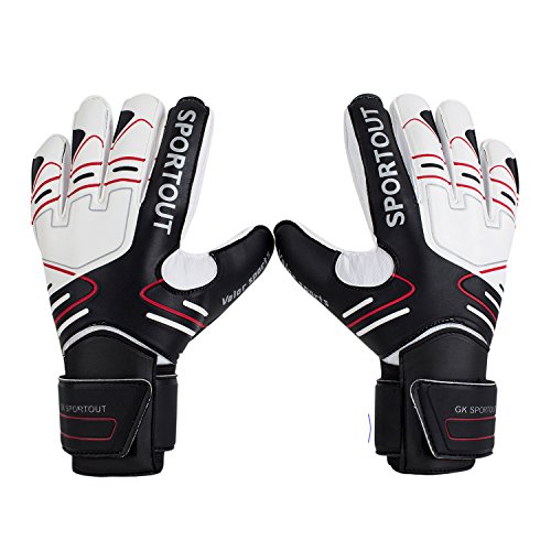 Youth&Adult Goalie Goalkeeper Gloves,Strong Grip for The Toughest Saves, with Finger Spines to Give Splendid Protection to Prevent Injuries,3 Colors (Black, 9)