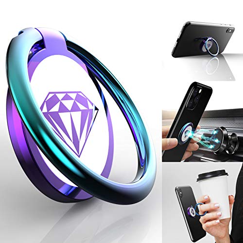 Phone Ring Holder Finger Kickstand, A-Maker 360° Rotation [Shiny Colorful Diamond] Metal Phone Ring Holder Stand,Phone Ring Grip for Magnetic Car Mount Compatible with iPhone, Samsung All Smartphone
