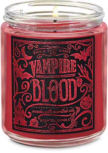 White Barn Candle Company Bath and Body Works Single Wick Scented Candle w/Essential Oils - 7 oz - Halloween 2020 (Red Vampire Blood)