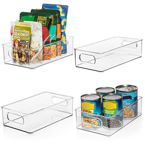 ClearSpace Plastic Pantry Organization and Storage Bins – Perfect Kitchen Organization or Kitchen Storage – Fridge Organizer, Refrigerator Organizer Bins, Cabinet Organizers - 4 Pack