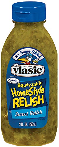 Vlasic Squeezeable Homestyle Sweet Relish, No Sugar Added, Keto Friendly, 8 Pack - 9 FL OZ Bottles