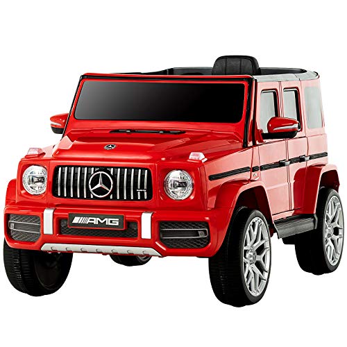 Uenjoy 12V Licensed Mercedes-Benz G63 Kids Ride On Car Electric Cars Motorized Vehicles for Girls,Boys, with Remote Control, Music, Horn, Spring Suspension, Safety Lock, LED Light,AUX, red