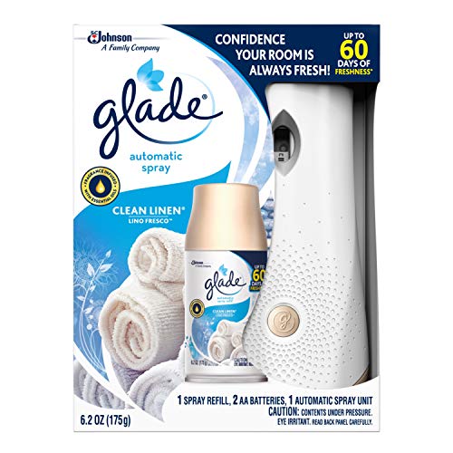 Glade Automatic Spray Refill and Holder Kit, Air Freshener for Home and Bathroom, Clean Linen, 6.2 Oz