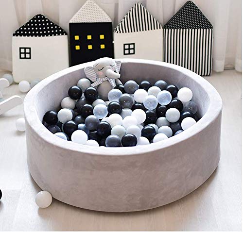 FUNTRESS Ball Pit Pool for Toddlers Memory Foam Soft Round Mini Pool for Baby Kids Gift for Toddlers Light Grey