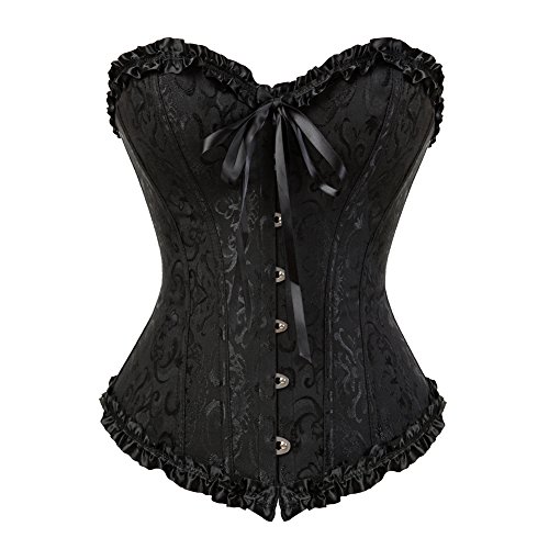 819 Women Lace up Back Sexy Floral Corset for Women Lingerie Bustier Top Plus Size 6X-Large Black