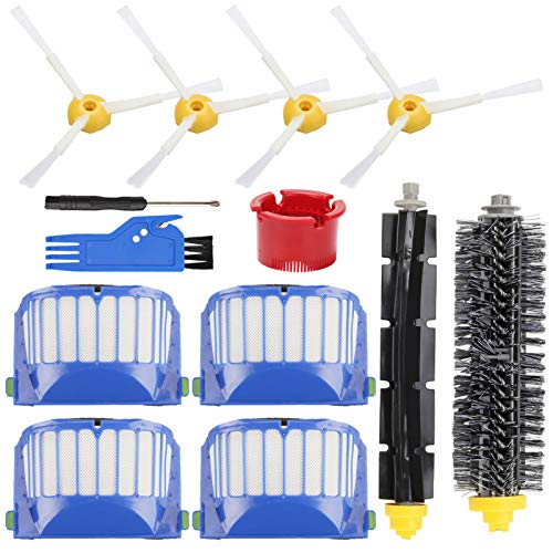Replacement Parts Accessory for iRobot Roomba 600 Series 692 690 680 660 651 650 620 618（Not for 645 655 675）564 552 Vacuum Cleaner Replenishment Kit, 4 Filter 4 Side Brush 1 Bristle & Beater Brush