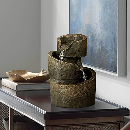 Universal Lighting and Decor Rustic Modern Zen Indoor Table-Top Water Fountain 9 3/4' High Cascading for Table Desk Office Home Bedroom Relaxation - John Timberland