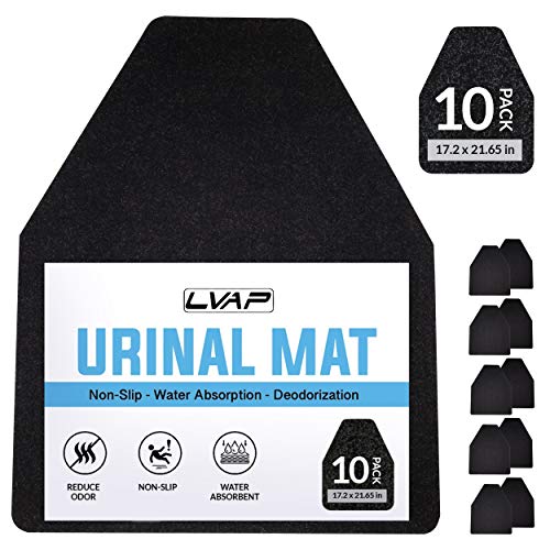 Urinal Mats (10 Pack) - Mens Urinal Best Uniral Mat.Non-Slip Deodorization Black Floor Water Absorption Urine Mats for Men's Restrooms & Bathrooms