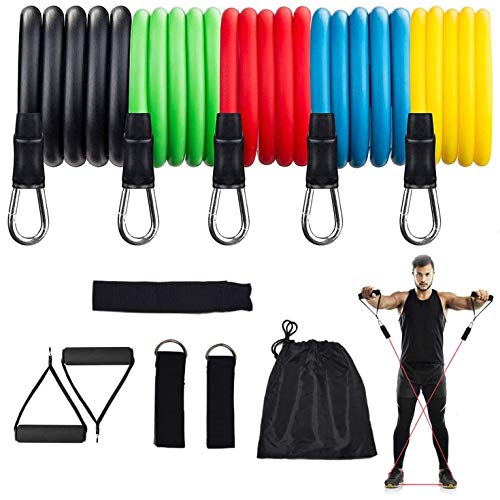 Resistance Bands Set,Portable Home Gym Accessories Legs Ankle Straps Exercise Bands Training Tubes with Door Anchor for Women Men Physical Therapy, Gym Training Fitness Workouts (100)