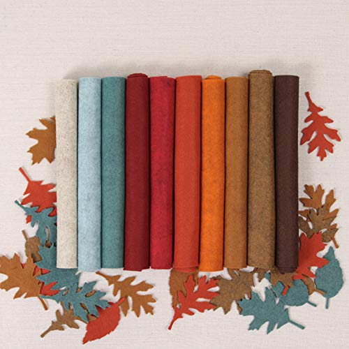 Wool Felt, Harvest Moon Fall Colors, 10 Sheets Autumn Wool Blend Felt (10 9x12' Sheets)