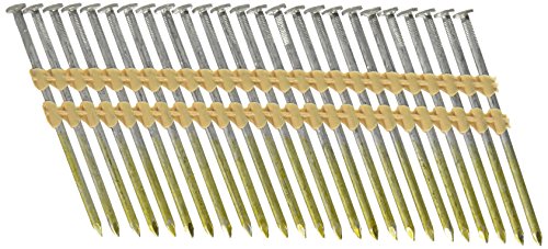 Hitachi 20163S 3-1/4-in X .131 Framing Nails, Full Round Head, Hot Dipped Galvanized, Plastic Strip Collation, For 21 Degree Framing Nailers, 1,000 Per Box
