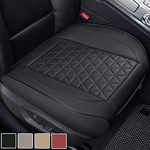 Black Panther Luxury PU Leather Car Seat Cover Protector for Front Seat Bottom,Compatible with 90% Vehicles (Sedan SUV Truck Mini Van) - 1 Piece,Black (21.26×20.86 Inches)