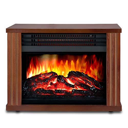 LIFEPLUS Electric Fireplace With 3d Realistic Flame Effect, Portable Fireplace Heater 2 Modes Setting, Overheating Safety Protection, Small Space Heater For Indoor Use, 1200w, Wood Frame