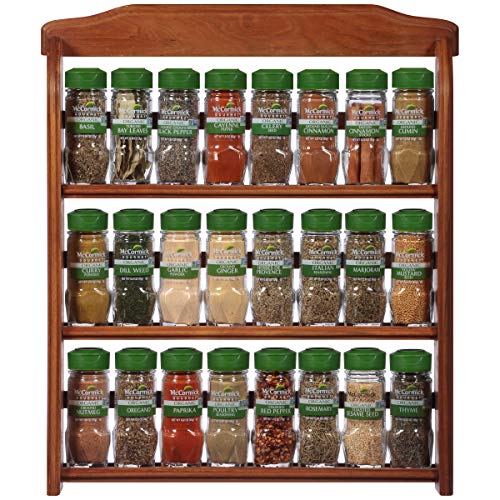 McCormick Gourmet Three Tier Wood 24 Piece Organic Spice Rack Organizer with Spices Included, 27.6 oz