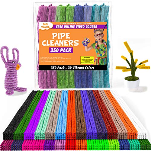 Pipe Cleaners - 350 pcs Chenille Stems for DIY Art, 30 Assorted Colors Pipe Cleaners for Decorations and Creative Crafts, 6 mm x 12 inch, Fun DIY Art