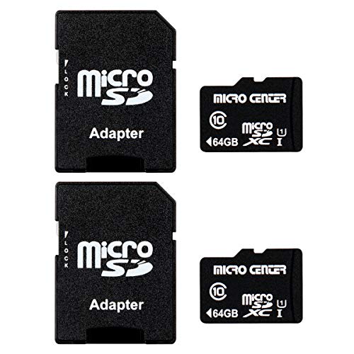 Micro Center 64GB Class 10 Micro SDXC Flash Memory Card with Adapter (2 Pack)