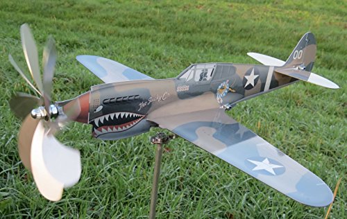 maxflite.de P-40 Kittyhawk Airplane Wind Wheel/Spinner; Propeller Turns When Wind; Stainless Steel