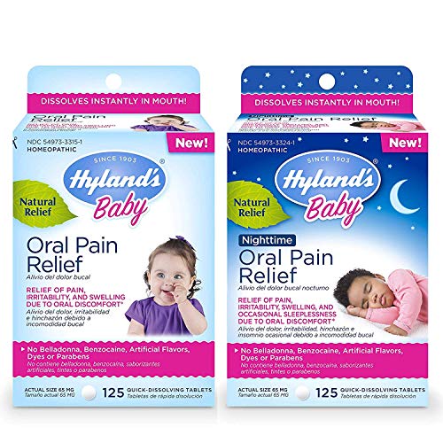 Hyland's Baby Day & Night Oral Pain Relief Tablets Bundle with Chamomilla, Soothing Natural Relief of Oral Discomfort, Irritability, and Swelling, 250 Count
