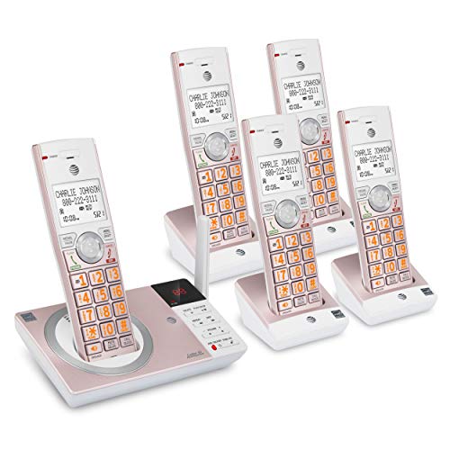 AT&T CL82557 5 Handset Answering System with Caller ID Announce, Rose Gold