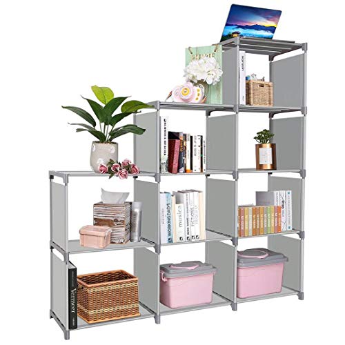 Clewiltess 9 Cube DIY Storage Bookcase,Bookshelf for Kids,Home Furniture Storage Shelves Closet Organizer Rack Cabinet for Bedroom Living Room (Grey)