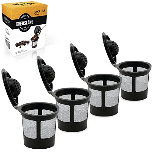 Reusable K-cup Filter for Keurig K-Select, K-Elite, K-Classic, K-Latte, K-Compact, B40, B41, B45, B50, B55, B60, B65, B66, B70, B71, B75, B76, B77, B79-4 Pack by Brewslang