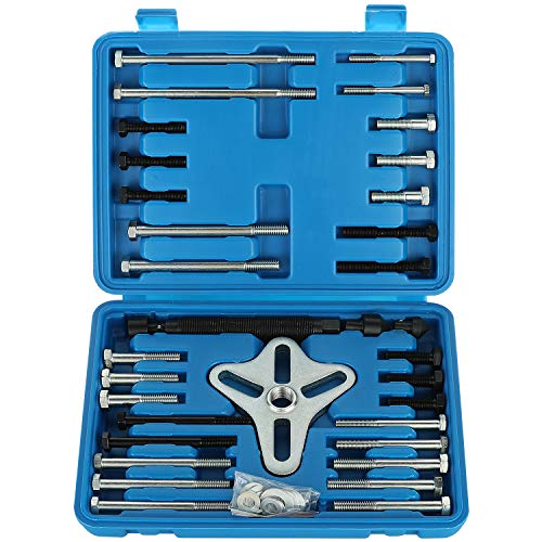 WYNNsky 46 Pieces Steering Wheel Puller Kit, Use with Harmonic Balancers, Crankshaft Pulleys and Gears, Work on Most Cars, Pickups, SUVs
