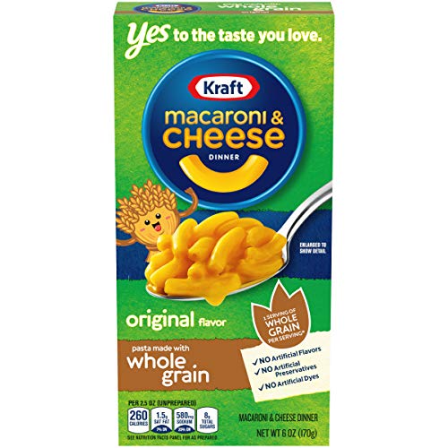 Kraft Original Flavor Whole Grain Macaroni and Cheese Meal (6 oz Boxes, Pack of 12)