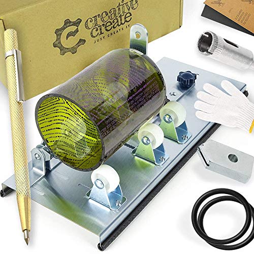 Glass Bottle Cutter Kit with Adjustable Track System. Cuts Round, Oval, Square, Large, Small Bottle, Bottlenecks. Tool for cutting Beer Bottle, Wine Bottle, Champagne, Liquor Bottles. Stainless Steel