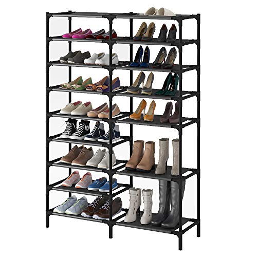 SHOWIN 9 Tiers Shoe Rack, Large Shoe Storage Organizer for 30-40Pairs, Waterproof Fabric Shoe Storage Cabinet Space Saving Shoe Shelf (9Ties)