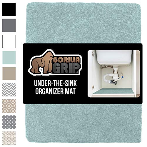 GORILLA GRIP Original Premium Under Sink Mat Liner, 24x30, Non-Adhesive Absorbent Organizer Mats, Durable and Strong Waterproof Shelf Liners for Under Kitchen Sinks, Bathroom, Laundry Room, Spa Blue