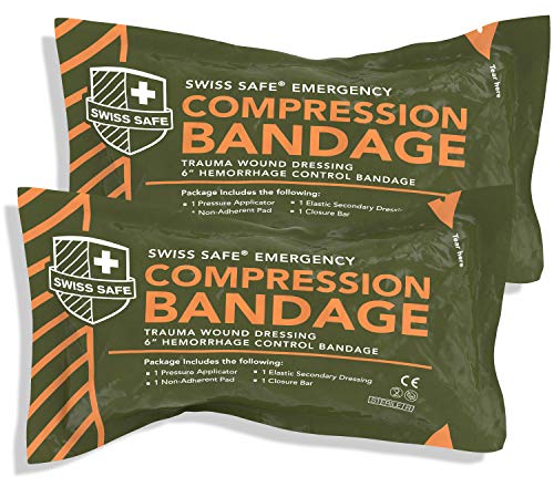 Israeli 6' Compression Bandage [STERILE]: Authentic Compact Design for Emergency Wound Dressing, First Aid and Trauma Kit (2-Pack)