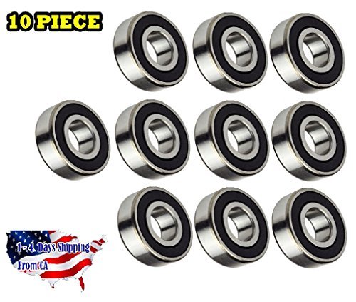 Jeremywell 10-Pieces 6206 2RS, C3 Fit Premium Radial Ball Bearing 30x62x16mm, Rubber Sealed Deep Groove
